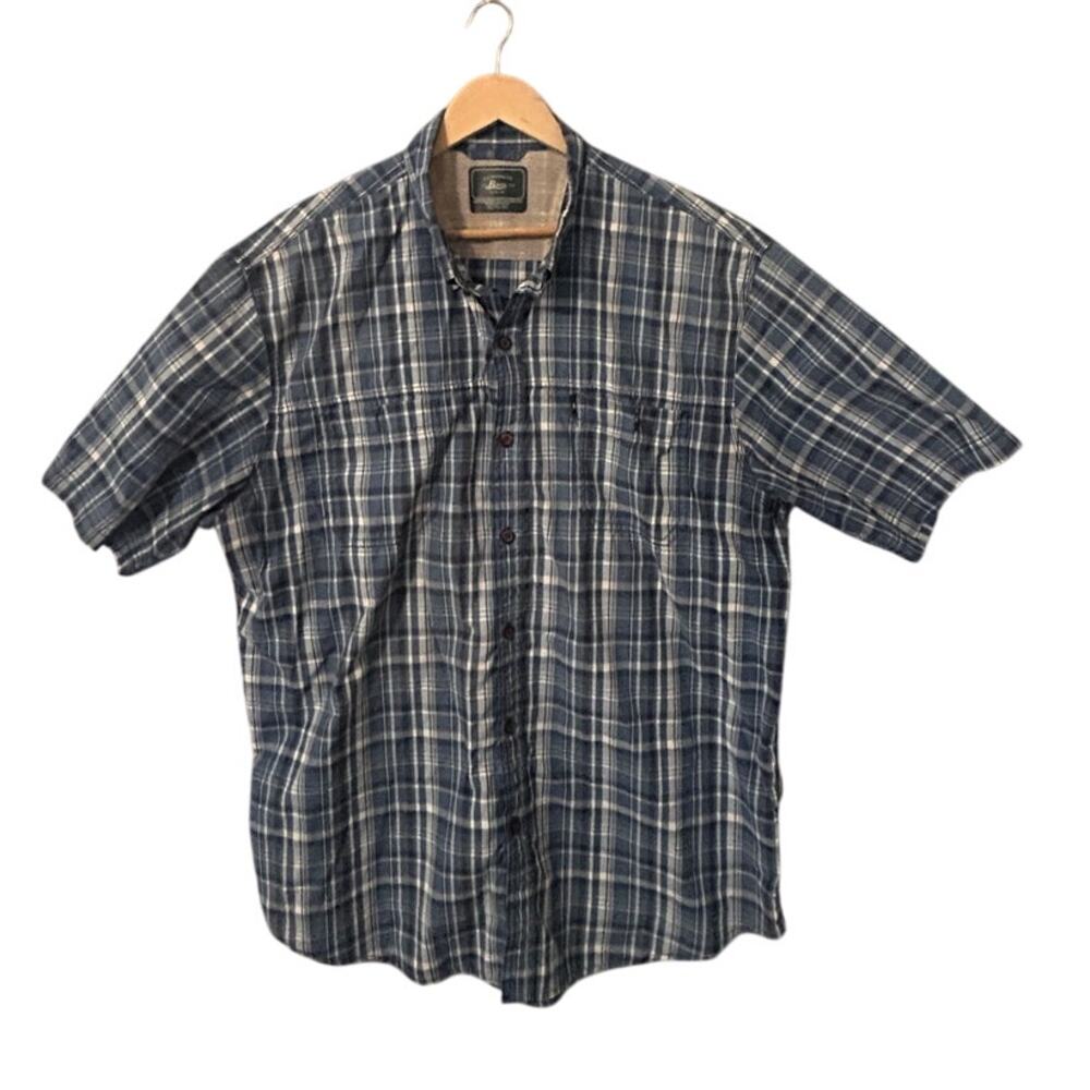 G.H. Bass &‎ Co. Blue Plaid Short Sleeve Button Down Shirt Men’s XL